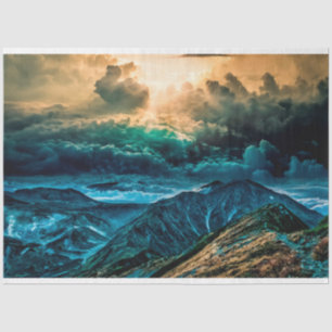 Papier Mousseline Montagnes Ciel Nuages Découpage Papier Tissu