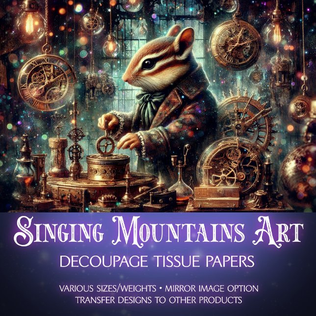 Papier Mousseline Monture Whimsical Chipmunk Clockwork Steampunk Dec (Créateur téléchargé)