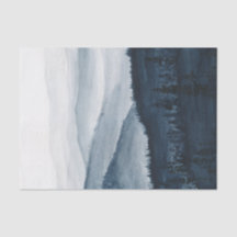 Moody bleu aquarelle forêt arbres paysage