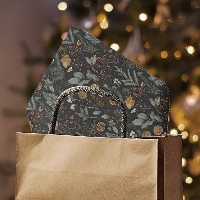 Papier Mousseline Moody Winter Botanical Christmas Holiday (Créateur téléchargé)