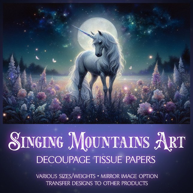 Papier Mousseline Moonlight Unicorn Dreams Decoupage  (Créateur téléchargé)