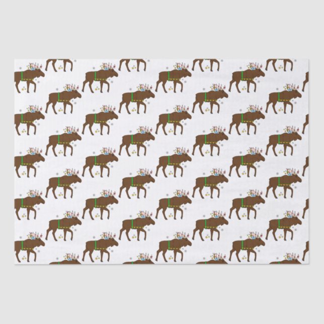 Papier Mousseline Moose Décoré pour les Fêtes (Recto)