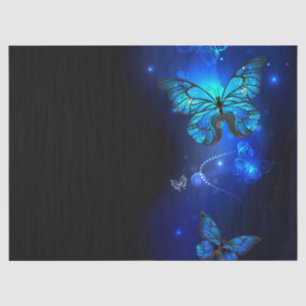 Papier Mousseline Morpho Butterfly in the Dark Background