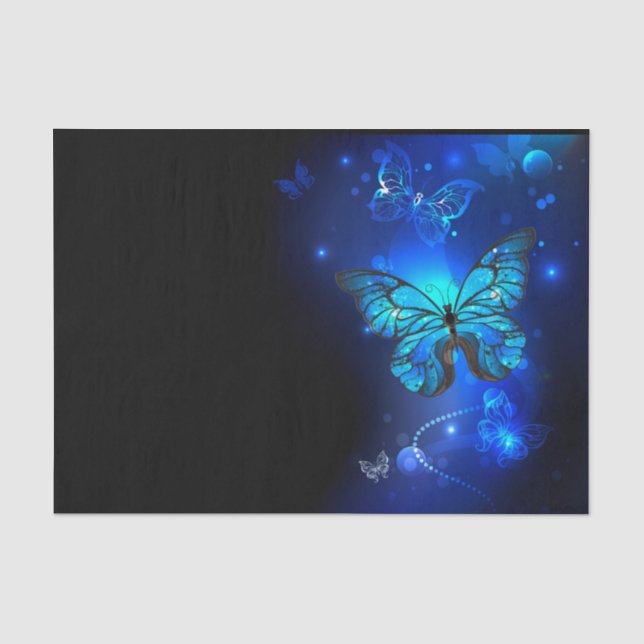 Papier Mousseline Morpho Butterfly in the Dark Background (Recto)