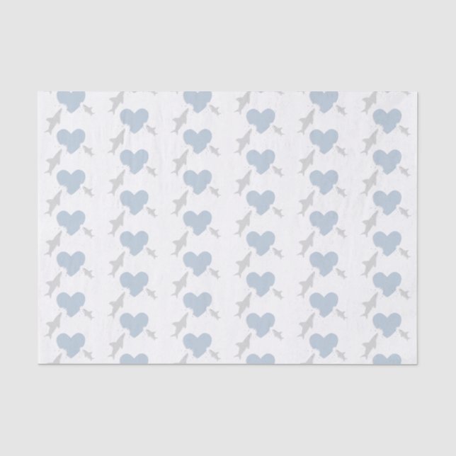 Papier Mousseline Morsures cardiaques et requins | Papier de tissus  (Recto)
