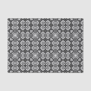 Papier Mousseline Mosaïque arabesque Motif Carrelage noir et blanc