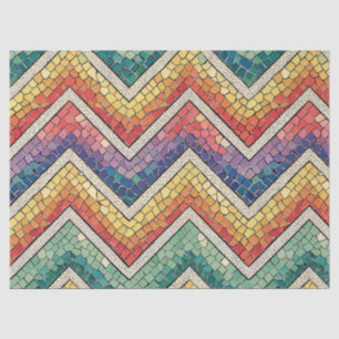 Papier Mousseline Mosaïque Chevron Arc-en-ciel – Carreau Géométrique
