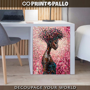 Papier Mousseline Mosaïque d'une femme noire dans le monde violet