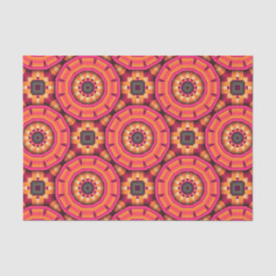 Papier Mousseline Mosaïque géométrique orange et rose funky Motif