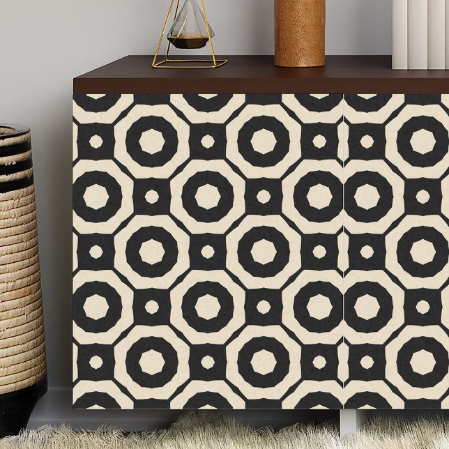 Papier Mousseline Mosaïque tendance Motif géométrique noir et beige (Créateur téléchargé)