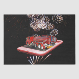 Papier Mousseline Moteur D'Incendie Avec Pompiers,