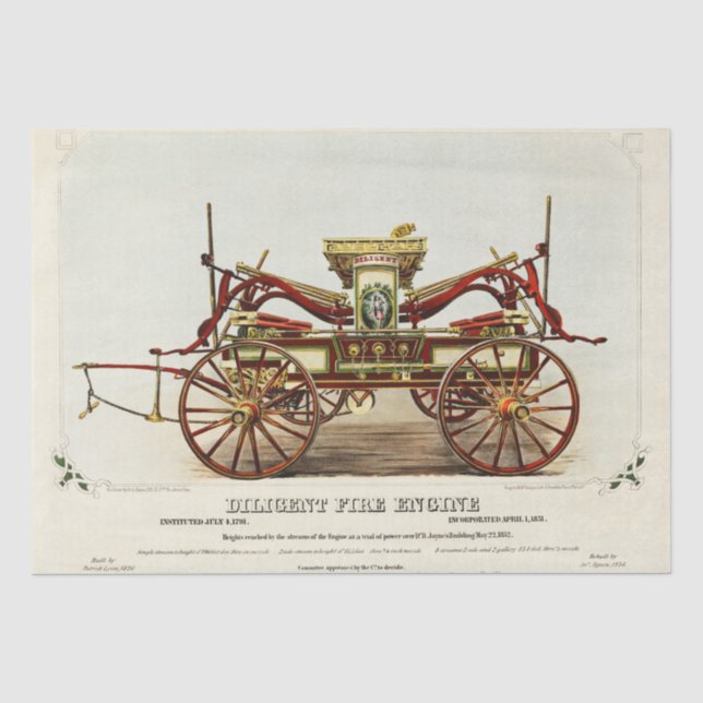 Papier Mousseline Moteur d'incendie diligent, 1852, Restauré, Découp (Recto)