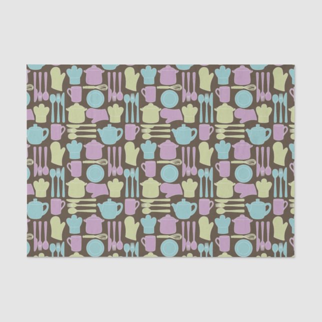 Papier Mousseline Motif 2 d'ustensiles de cuisine (Recto)