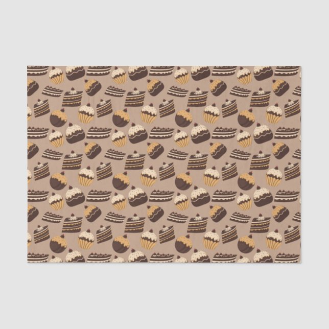 Papier Mousseline Motif 3 de chocolat et de pâtisseries (Recto)