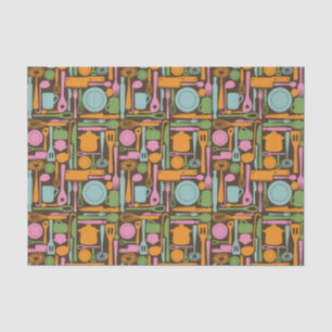Papier Mousseline Motif 3 d'ustensiles de cuisine