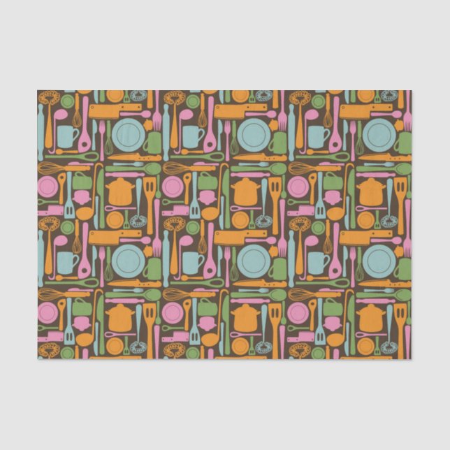 Papier Mousseline Motif 3 d'ustensiles de cuisine (Recto)