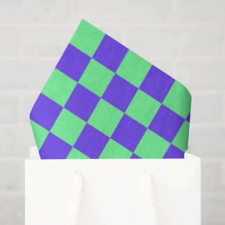 Papier Mousseline Motif à carreaux violet et vert