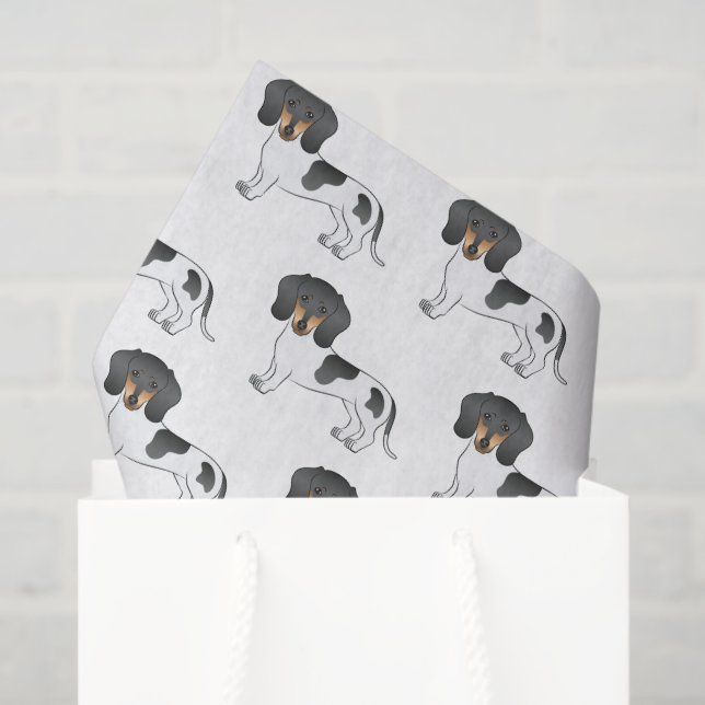 Papier Mousseline Motif à cheveux courts pour chien noir et tan (Sac cadeau)