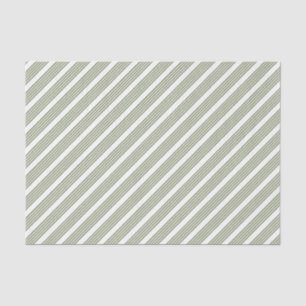 Papier Mousseline Motif à cinq bandes vert et blanc olive