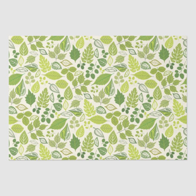 Papier Mousseline Motif à feuilles vertes (Recto)