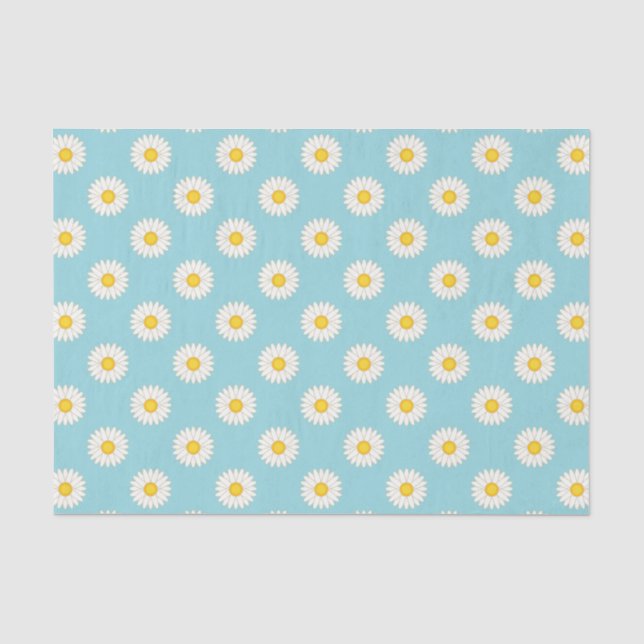 Papier Mousseline Motif à fleurs bleu marguerite (Recto)