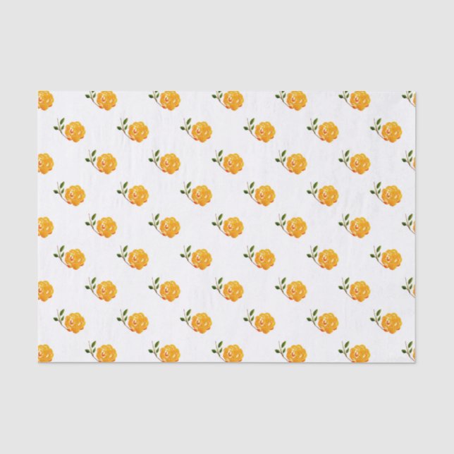 Papier Mousseline Motif à fleurs orange (Recto)