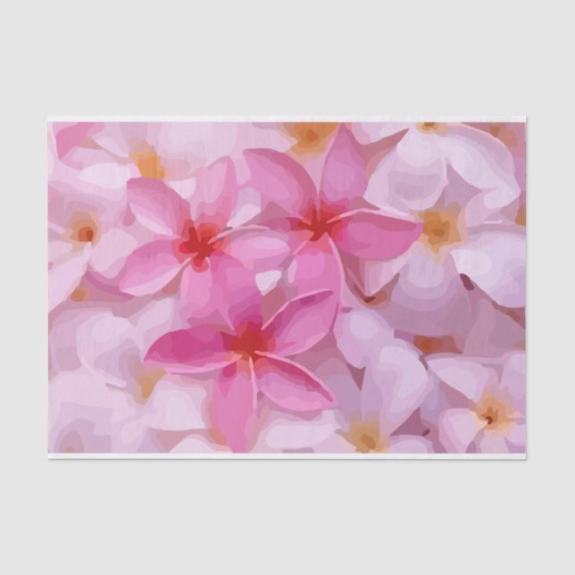 Papier Mousseline Motif à fleurs rose Plumeria (Recto)