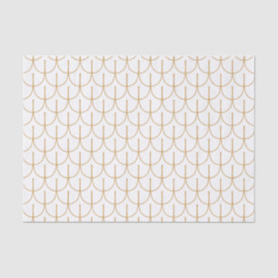 Papier Mousseline Motif à l'échelle de poisson Art déco or et blanc