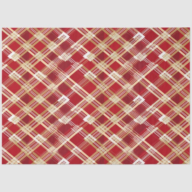 Papier Mousseline Motif à plis blanc et rouge diagonale moderne (Recto)