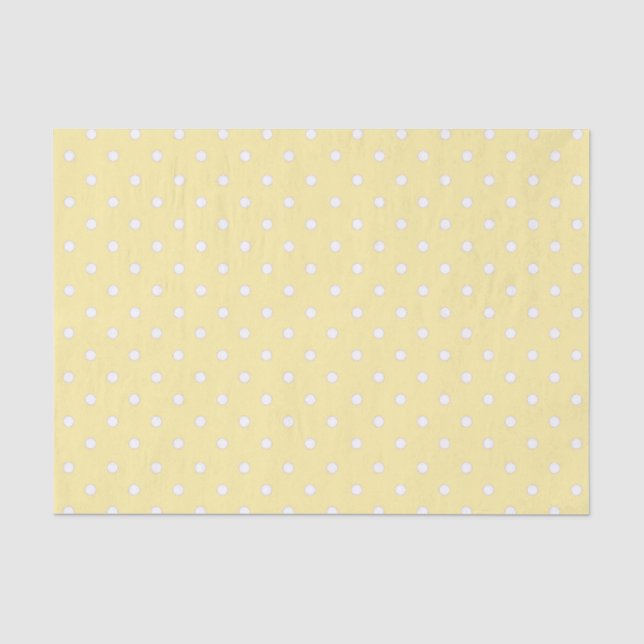 Papier Mousseline Motif à points Polka Jaune (Recto)