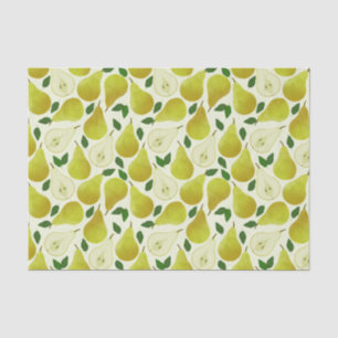 Papier Mousseline Motif à poires vertes