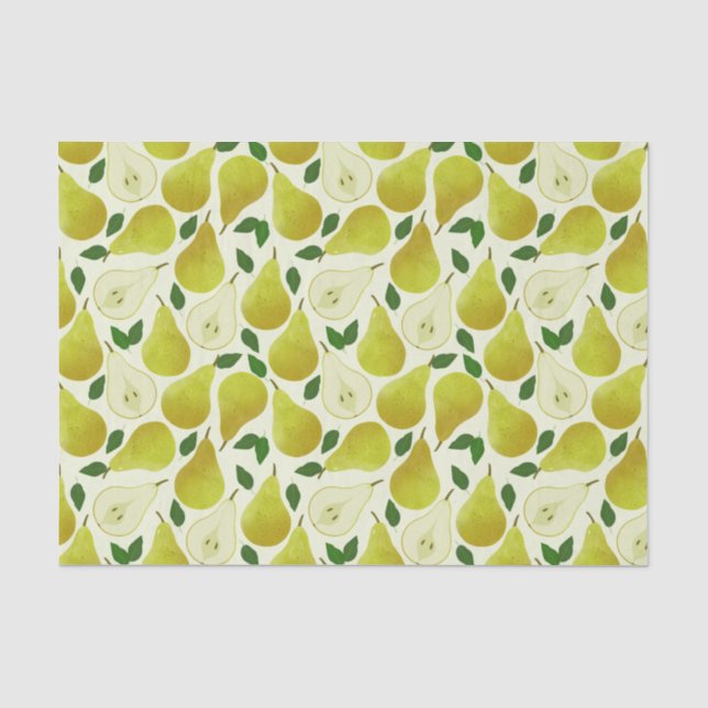 Papier Mousseline Motif à poires vertes (Recto)