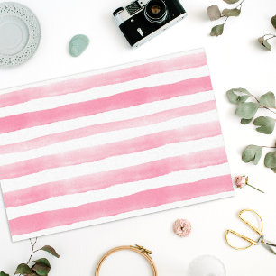 Papier Mousseline Motif à rayures rose aquarelle