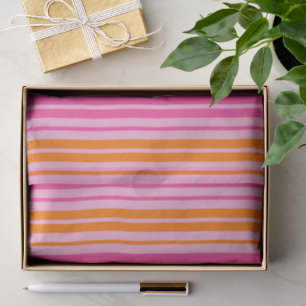 Papier Mousseline Motif à rayures verticales rose et orange