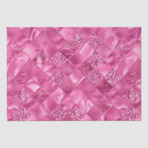 Papier Mousseline Motif à tissage Carré rose chaud