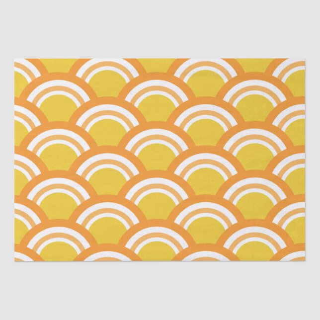 Papier Mousseline Motif à vague japonais traditionnel en jaune (Recto)