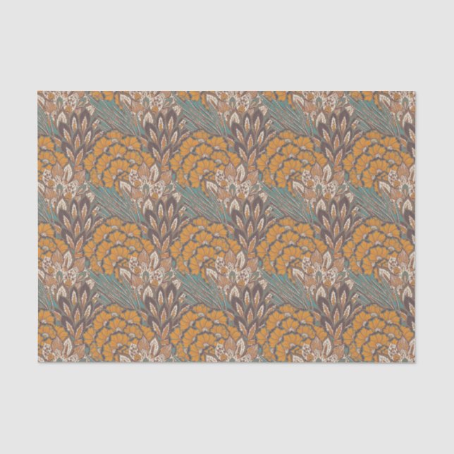 Papier Mousseline Motif abstrait de plume de paon (Recto)