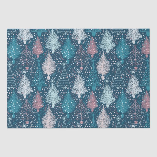 Papier Mousseline Motif Abstrait des arbres de Noël (Recto)