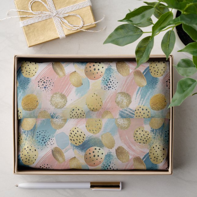 Papier Mousseline Motif Abstrait en forme de brosse et d'or (Cadeau)
