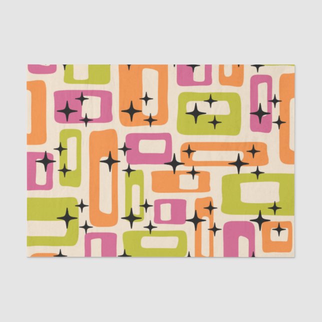 Papier Mousseline Motif Abstrait moderne rétro du milieu du siècle (Recto)