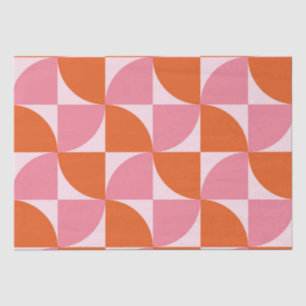 Papier Mousseline Motif abstrait orange et rose du milieu du siècle