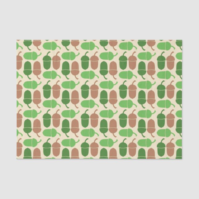 Papier Mousseline Motif Acorn vert et Brown (Recto)