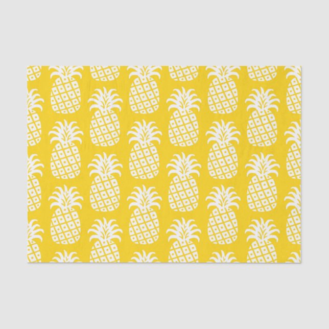 Papier Mousseline Motif ananas jaune et blanc (Recto)