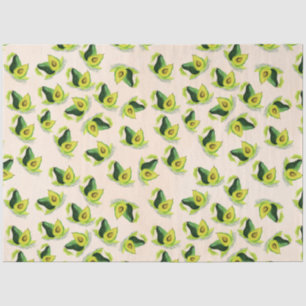 Papier Mousseline Motif Aquarelle Avocados Vert