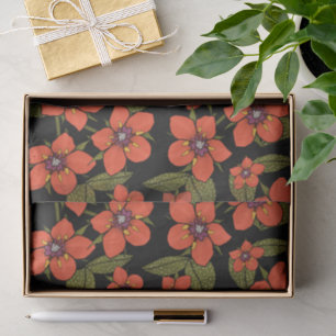 Papier Mousseline Motif aquarelle florale rouge