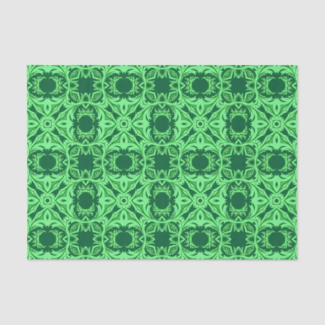 Papier Mousseline Motif arabesque orné - Vert émeraude (Recto)