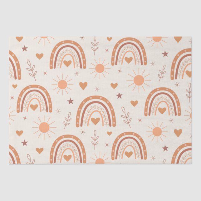 Papier Mousseline Motif arc-en-ciel en terre cuite (Recto)