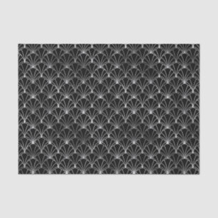 Papier Mousseline Motif Art déco argenté et noir