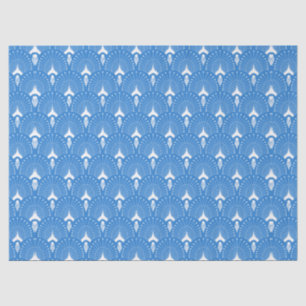 Papier Mousseline Motif art déco bleu et blanc