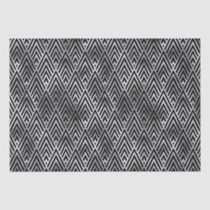 Papier Mousseline Motif Art Déco Diamant Chevron Argent Élégant